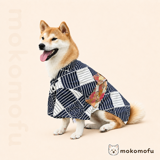 犬服 春夏 浴衣 ドッグウェア 粋 市松模様 青海波 夏祭り