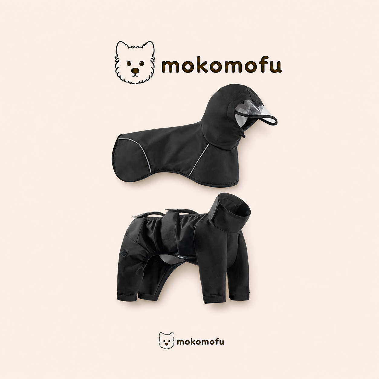 犬用 着せやすいセパレート型 レインコート 泥よけパンツ