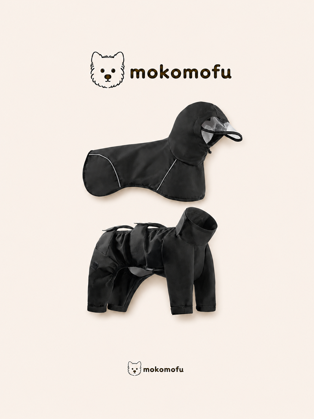 犬用 着せやすいセパレート型 レインコート 泥よけパンツ