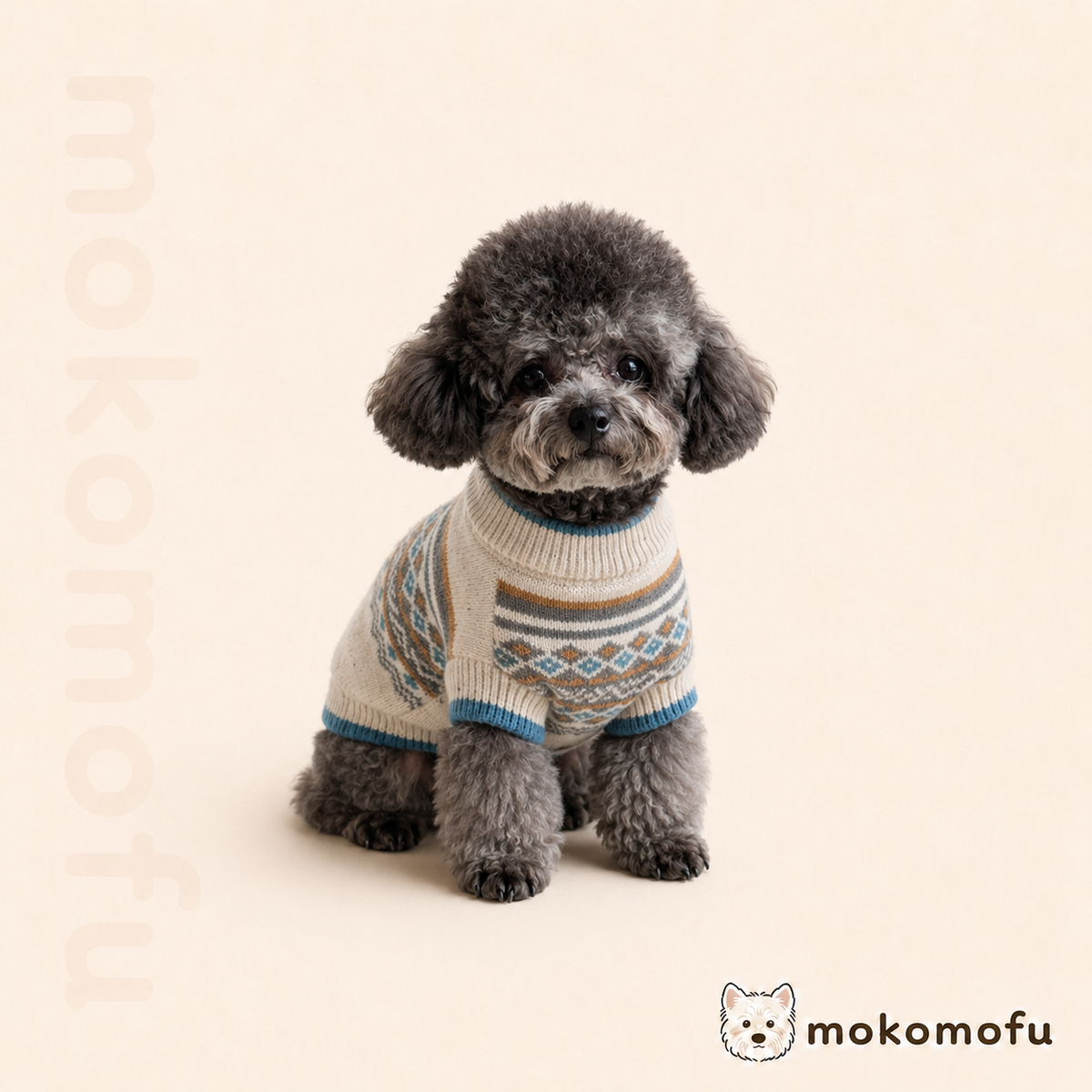 犬服 フェアアイル柄 ナチュラルニット
