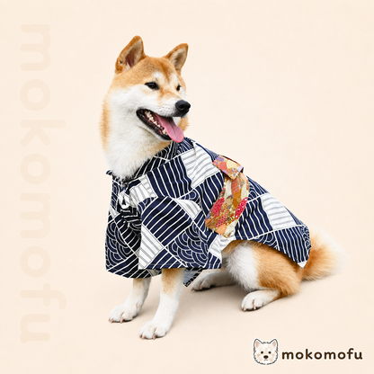 犬服 春夏 浴衣 ドッグウェア 粋 市松模様 青海波 夏祭り