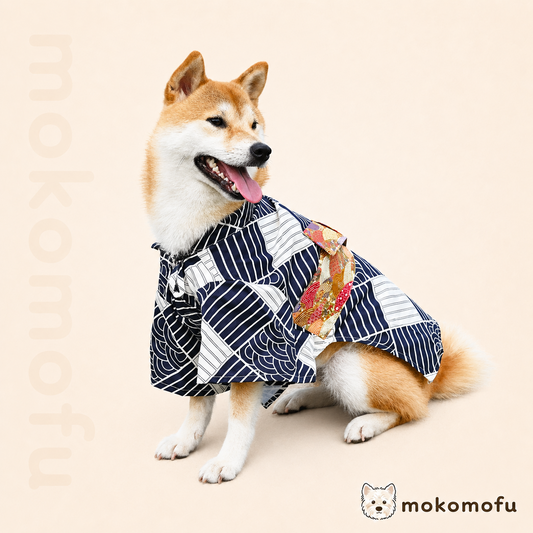 犬服 春夏 浴衣 ドッグウェア 粋 市松模様 青海波 夏祭り